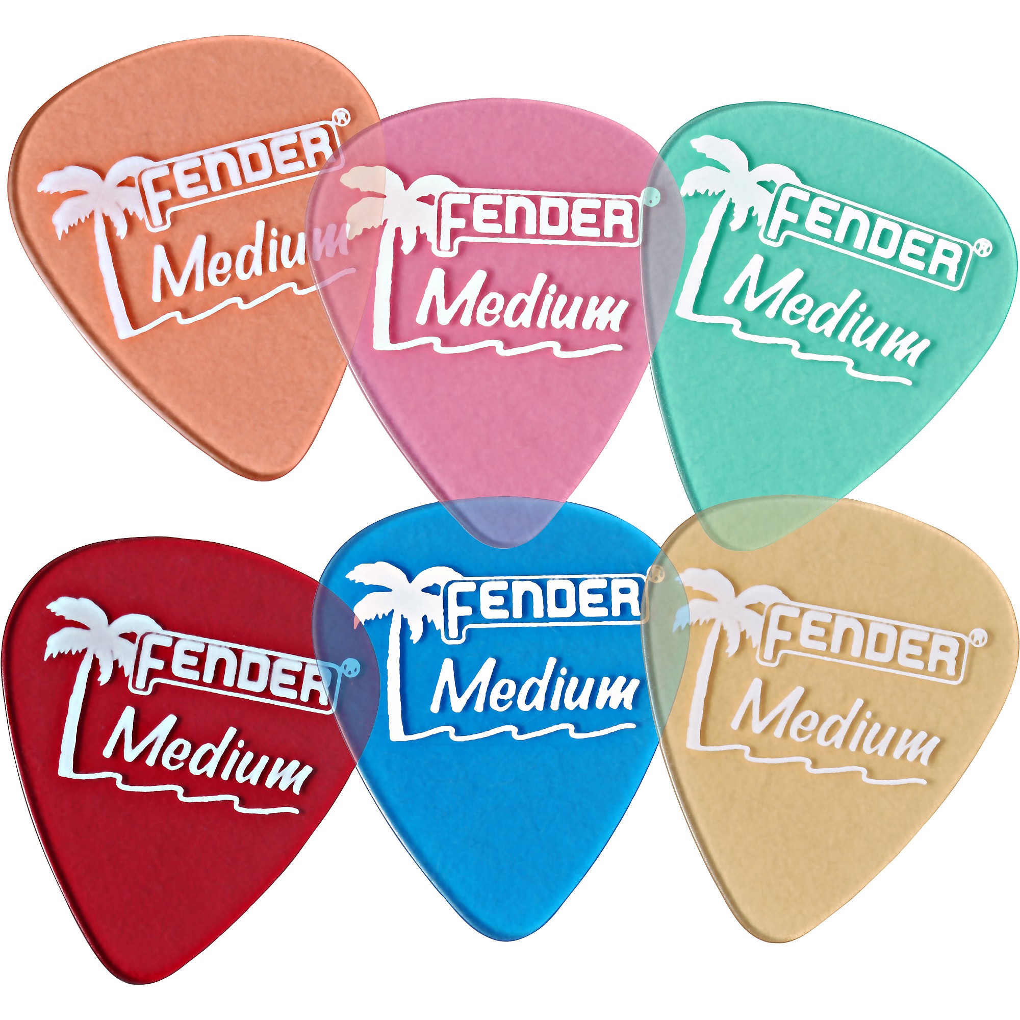 Fender 351 California Clear Guitar Picks Surf Green Heavy