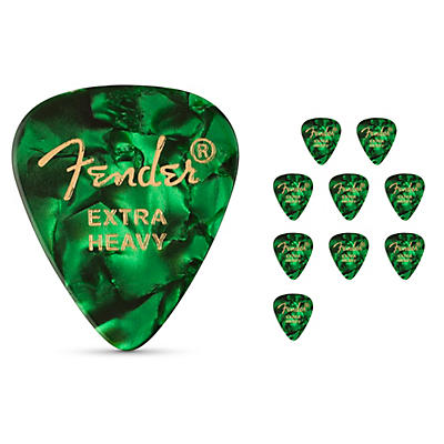Fender 351 Premium Celluloid Guitar Picks 12-Pack Green Moto X-Heavy for sale
