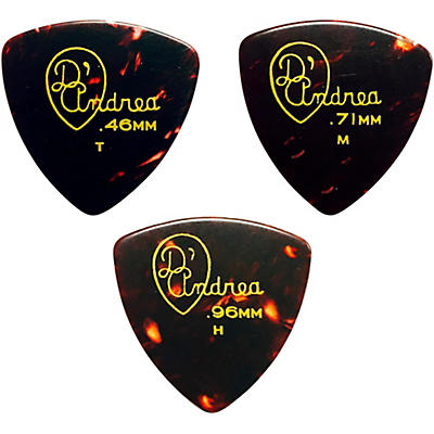 D'andrea 346 Rounded Triangle Celluloid Guitar Picks One Dozen Shell Medium for sale