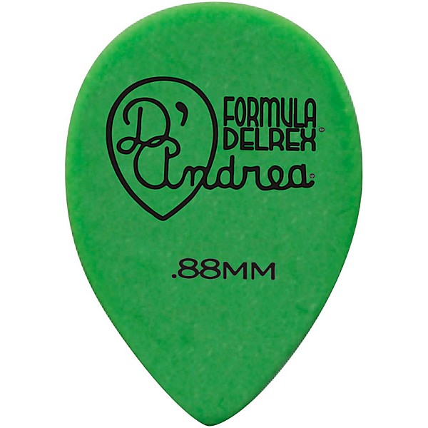 D'Andrea 358 Small Delrex Delrin Guitar Picks Teardrop - One Dozen Green .88 mm