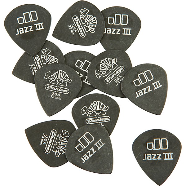 Dunlop Tortex Pitch Black Jazz Guitar Picks 1 Dozen .73 mm