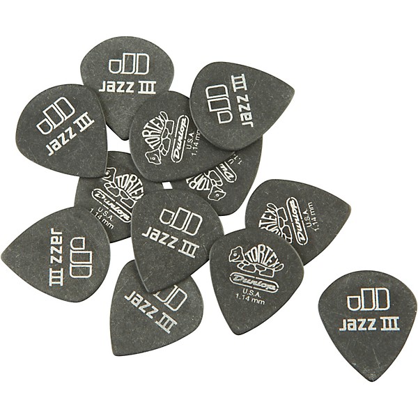 Dunlop Tortex Pitch Black Jazz Guitar Picks 1 Dozen 1.14 mm