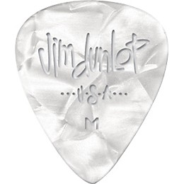 Dunlop Premium Celluloid Classic Guitar Picks 1 Dozen White Pearloid Medium