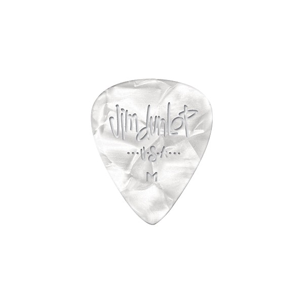 Dunlop Premium Celluloid Classic Guitar Picks 1 Dozen White Pearloid Medium