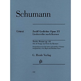 G. Henle Verlag 12 Poems Op. 35, Set of Songs on Texts by Kerner Henle Music Softcover by Schumann Edited by Kazuko Ozawa