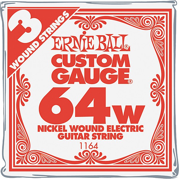 Ernie Ball Nickel Wound Single Guitar Strings 3-Pack .064 Gauge 3-Pack