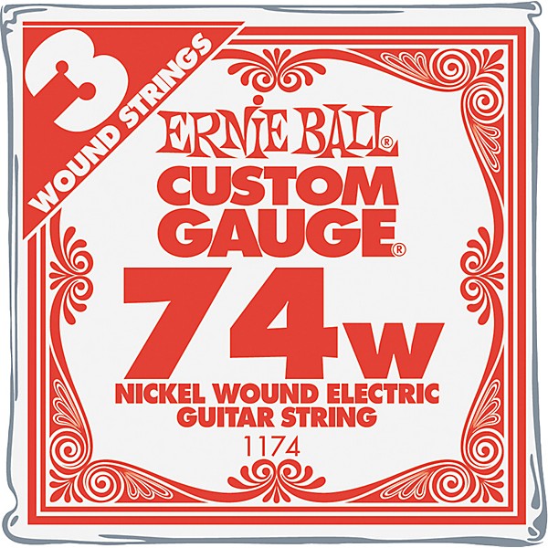 Ernie Ball Nickel Wound Single Guitar Strings 3-Pack .074 Gauge 3-Pack