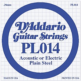 D'Addario 10-Pack Plain Steel Single Gauge Acoustic or Electric Guitar String 10 Pack .014