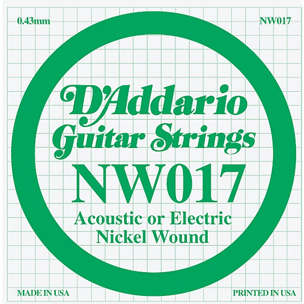 D'Addario Nickel Wound Single String 5-Pack .017
