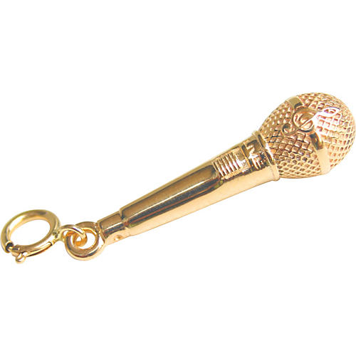 14k White Gold Handheld Mic Microphone Studio Music Recording Pendant Necklace