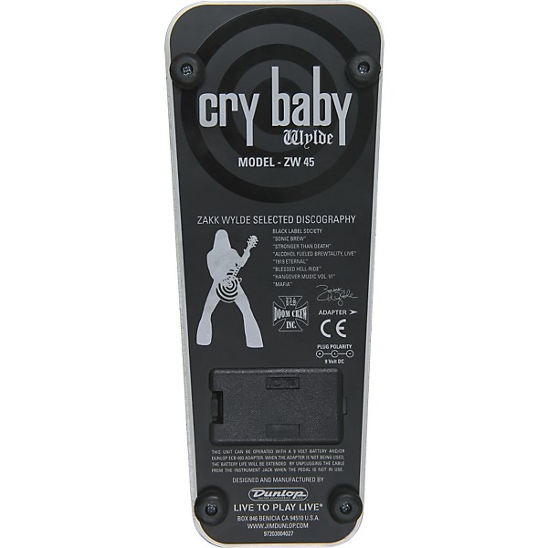 Restock Dunlop ZW-45 Zakk Wylde Signature Cry Baby Wah Pedal