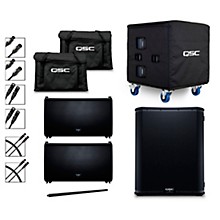 QSC (2) LA112 Pole Mounted Active Line Array Speaker Package With KS118 Subwoofer