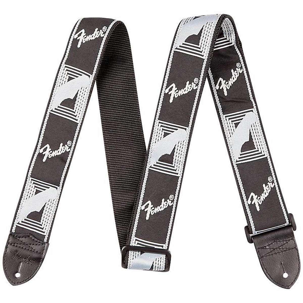 Fender 2" Monogrammed Guitar Strap Black, Light Gray, and Dark Gray