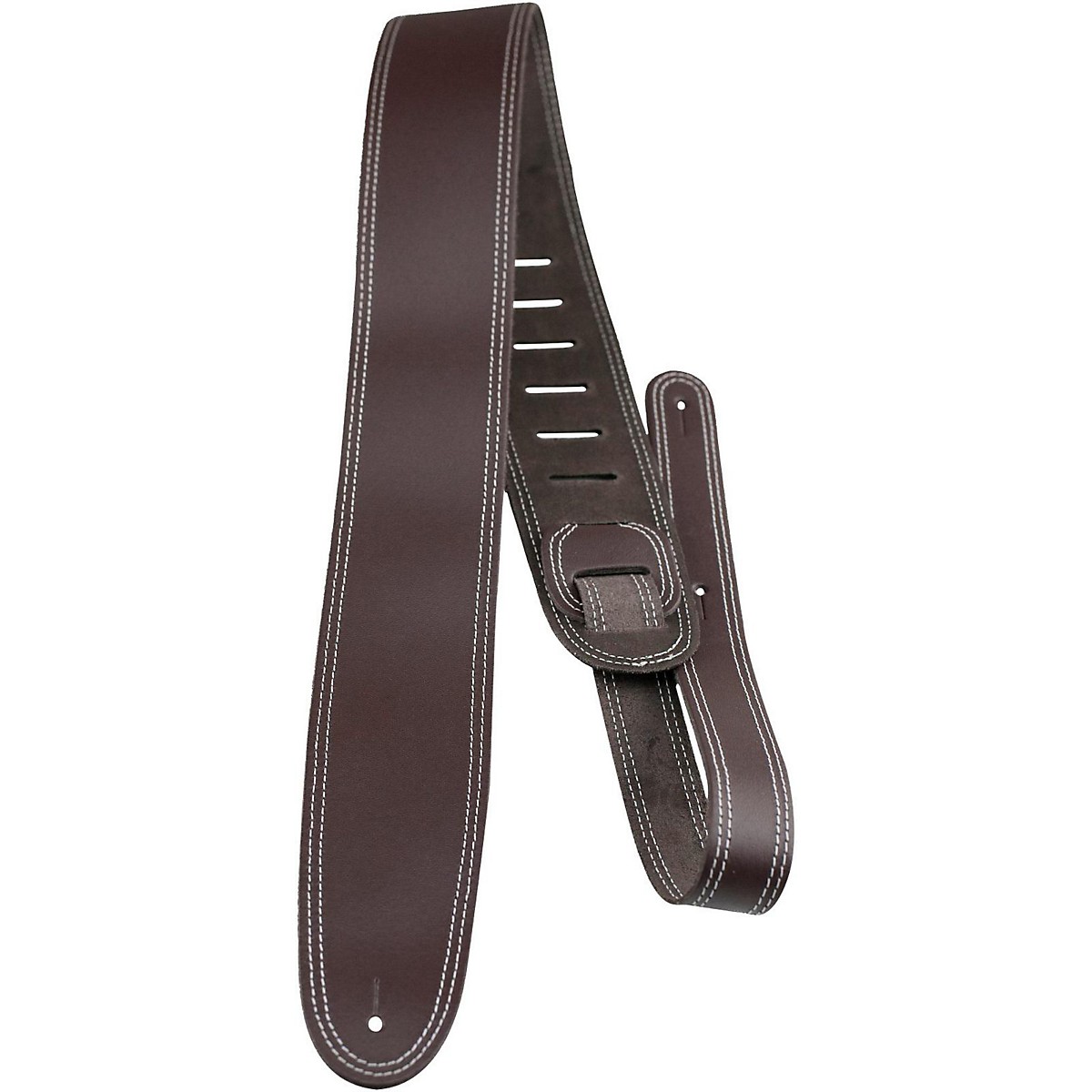 Perri's 2.5" Leather Guitar Strap With Contrast Stitch Brown Guitar