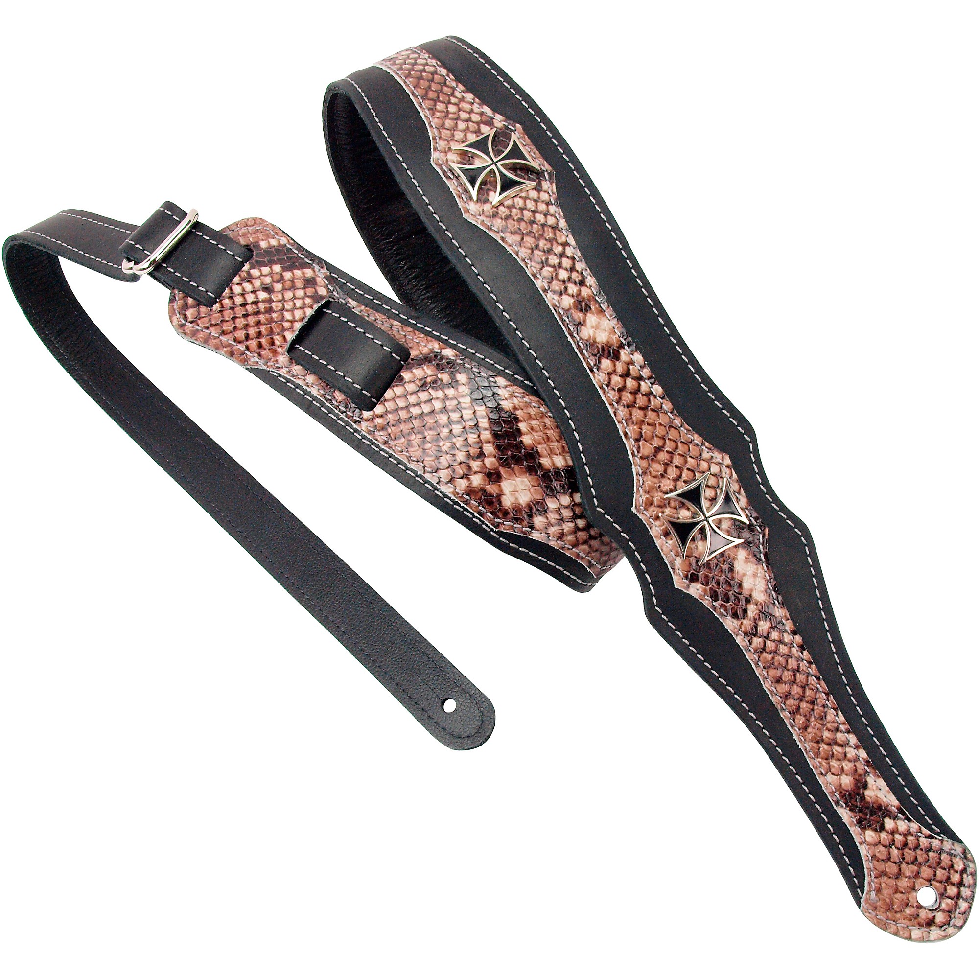 LM Products 2.75" Outlaw Iron Cross Leather Guitar Strap Guitar Center