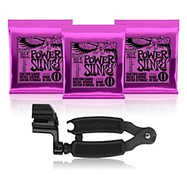 Ernie Ball 2220 Power Slinky Electric Guitar Strings 3-Pack with Pro-Winder String Cutter/Winder
