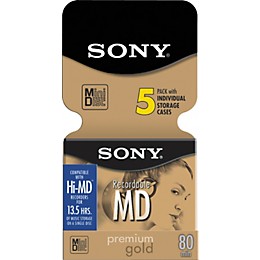 Sony 80-Minute Premium Gold MiniDisc 5-Pack Clam Shell