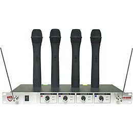 Open Box Nady 401X Quad WHT Handheld VHF Wireless Microphone System Level 1 Set A