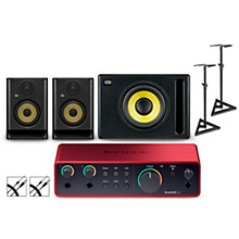 Focusrite 2i2 Gen4 with KRK ROKIT G5 Studio Monitor Pair & S10 Subwoofer (Stands & Cables Included)