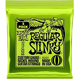 Ernie Ball 3221 Nickel Regular Slinky Electric Guitar Strings 3-Pack