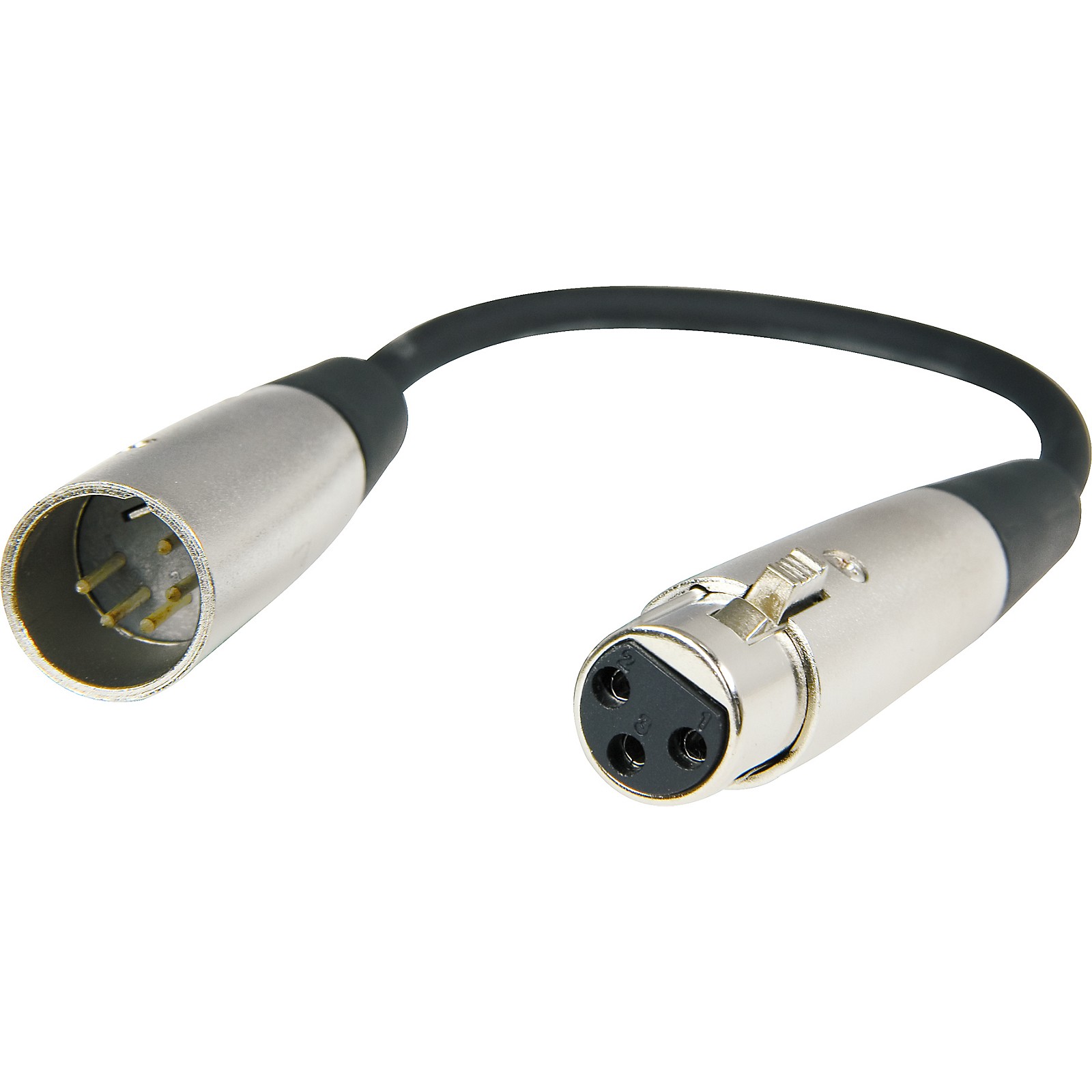 Chauvet DMX5F3M 6" 3-Pin Male XLR to 5-Pin Female XLR Cable 
