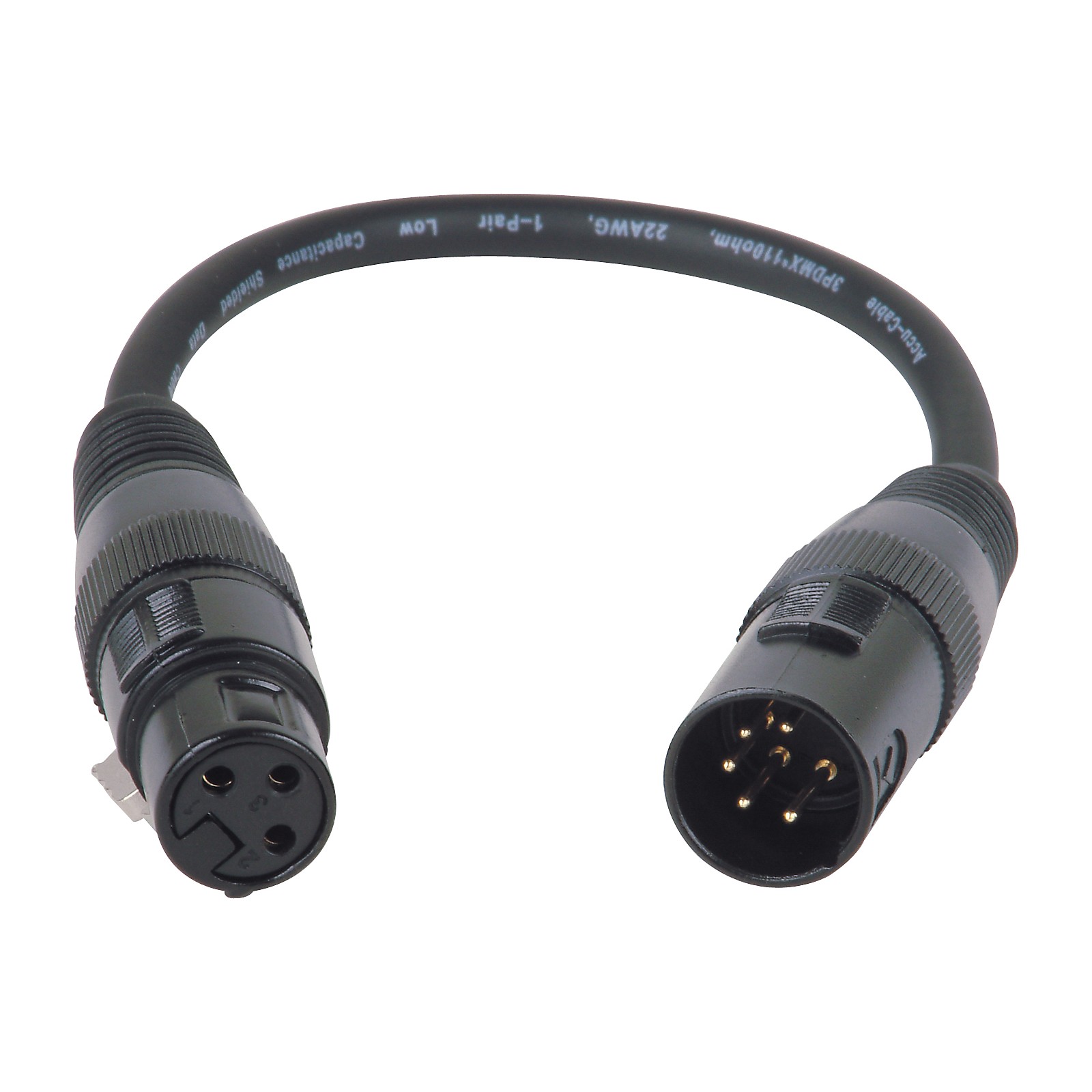 lightmaXX DMX Adapter Cable XLR 5F/3M 5 polel female / 3 pole male 10cm