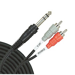 Hosa TRS-201 Stereo 1/4" Male TRS to Dual Male RCA Insert Cable 3.3 ft.