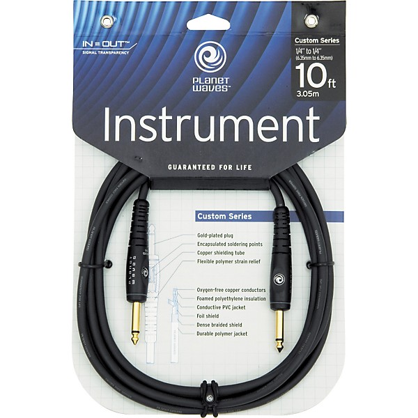 D'Addario Gold-Plated 1/4" Straight Instrument Cable 30 ft.