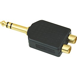 American Recorder Technologies 1/4 inch Male Stereo to 2 RCA Female Adapter Gold