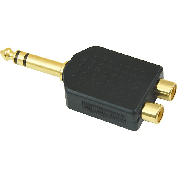 American Recorder Technologies 1/4 inch Male Stereo to 2 RCA Female Adapter Gold