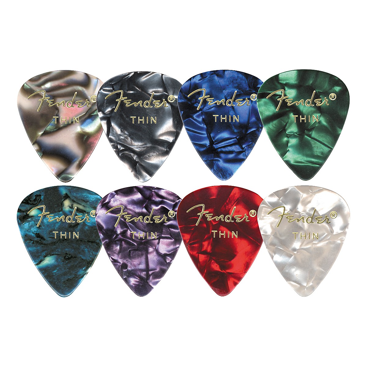 FENDER 351 Shape Premium Picks White Moto Medium 12 Count