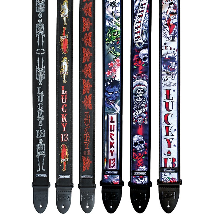 Dunlop Lucky 13 Guitar Strap Old Tattoo | Guitar Center