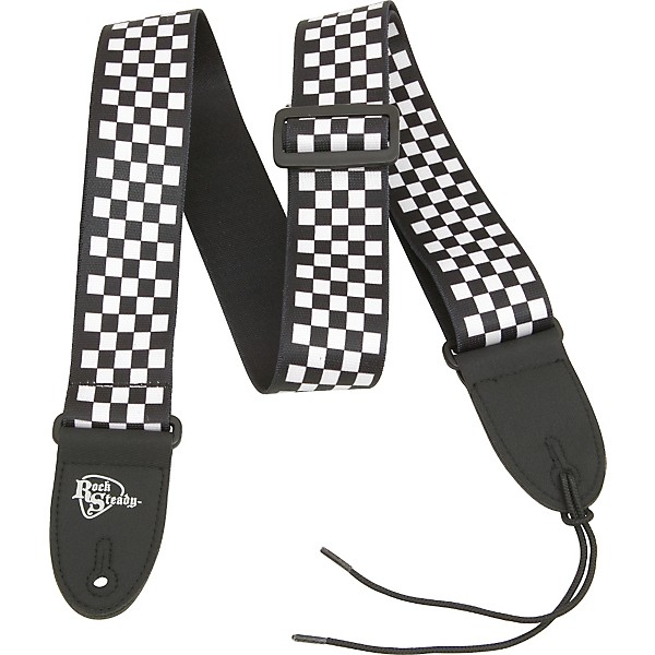 Rock Steady Checkerboard Poly Guitar Strap Black and White