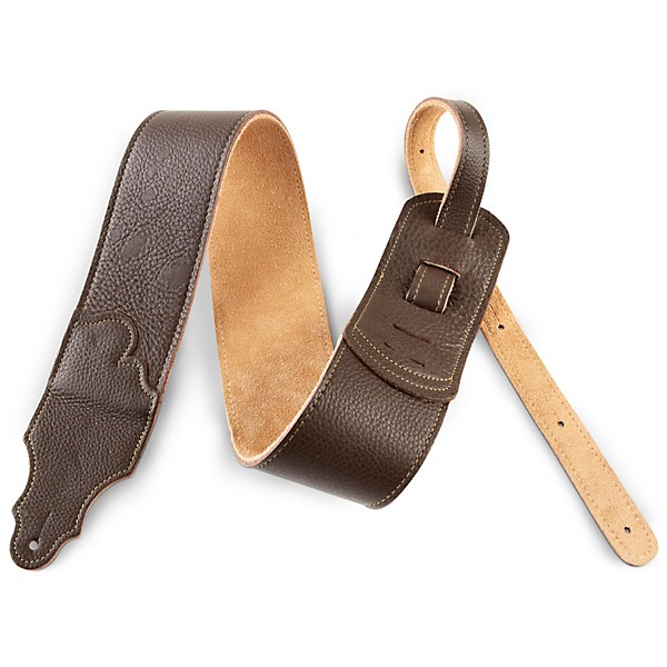 Franklin Strap 3" Chocolate Leather Guitar Strap with Gold Stitching