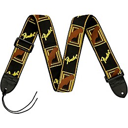 Fender 2" Monogrammed Guitar Strap Black, Yellow, and Brown
