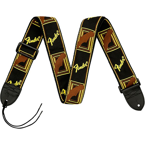 Fender 2" Monogrammed Guitar Strap Black, Yellow, and Brown