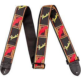 Fender 2" Monogrammed Guitar Strap Black, Yellow, and Red