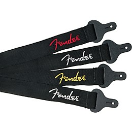 Fender 2" Black Poly Strap with Logo White
