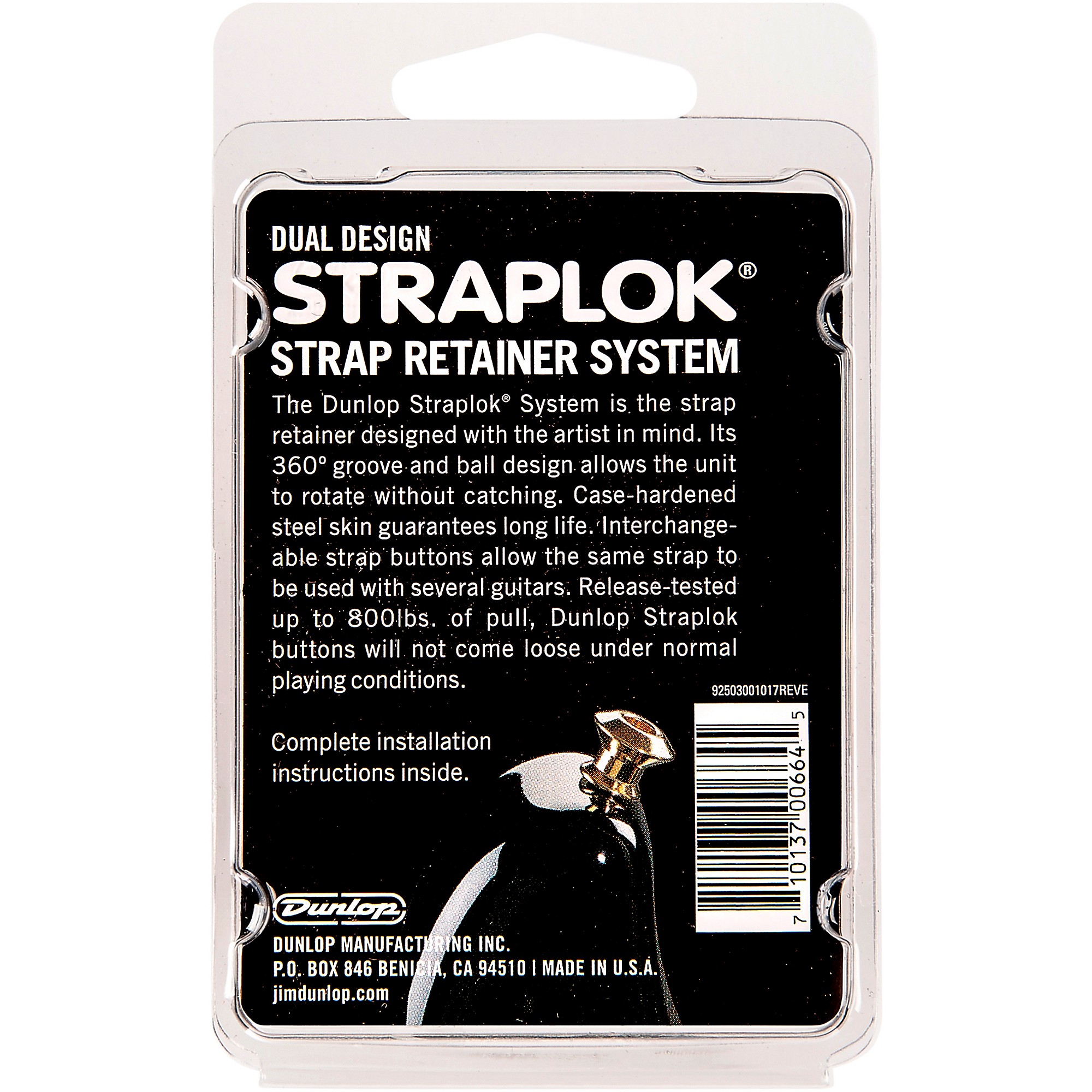 Dunlop Dual-Design Straplok, Black