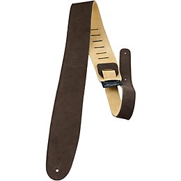 Perri's 2-1/2" Suede Leather Guitar Strap Brown