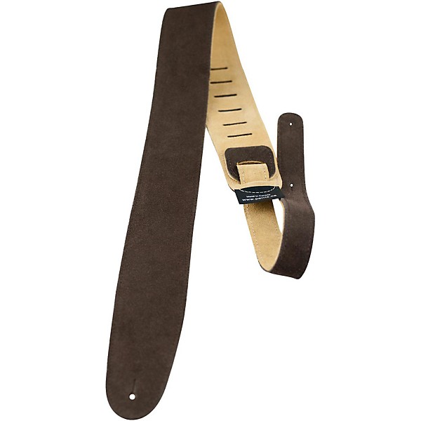 Perri's 2-1/2" Suede Leather Guitar Strap Brown