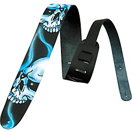 Perri's 2-1/2" Leather Airbrushed Guitar Strap Smoked Skull