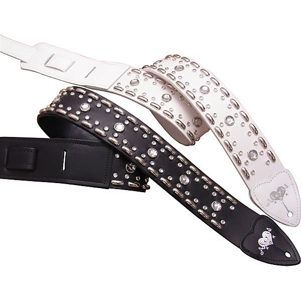 LM Products Alexis Leather Rhinestone Strap White