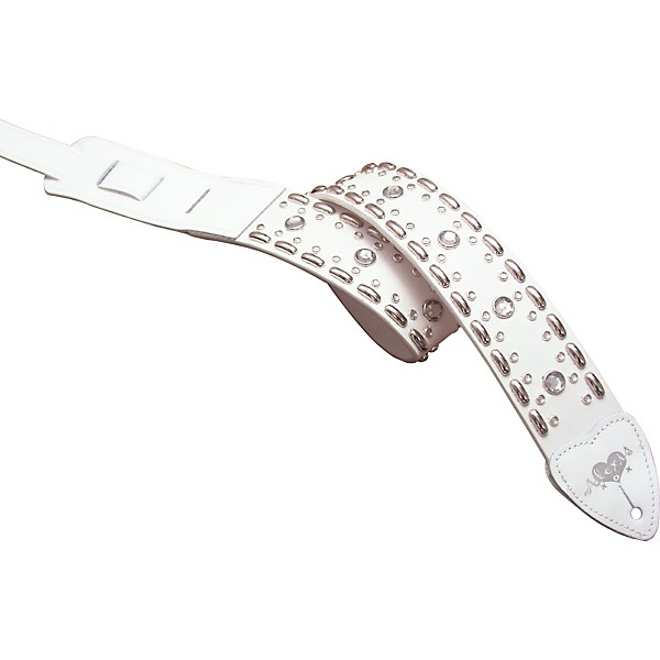 LM Products Alexis Leather Rhinestone Strap White