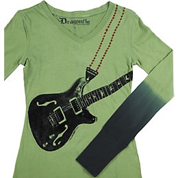 Dragonfly Clothing Six String Long Sleeved Women's T-Shirt Olive Large