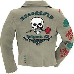Dragonfly Clothing Women's Skull and Rose Blazer Beige X Large