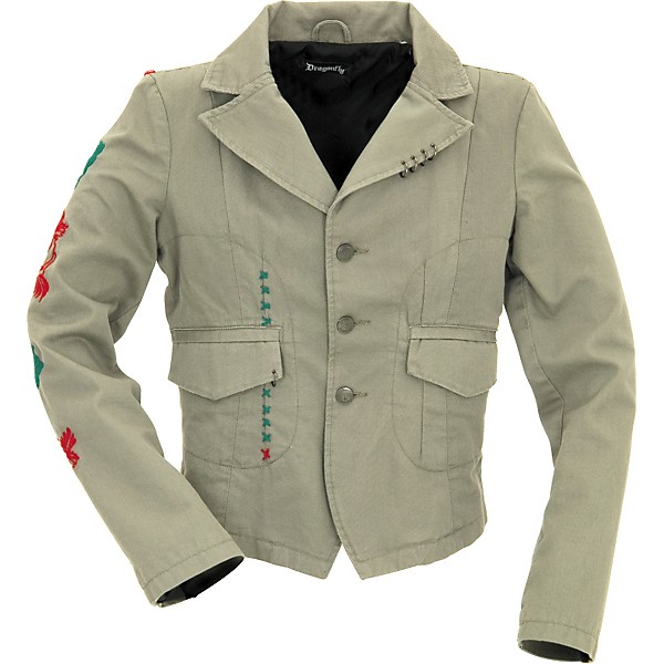 Dragonfly Clothing Women's Skull and Rose Blazer Beige X Large