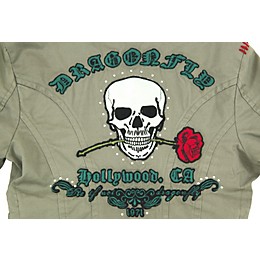 Dragonfly Clothing Women's Skull and Rose Blazer Beige X Large