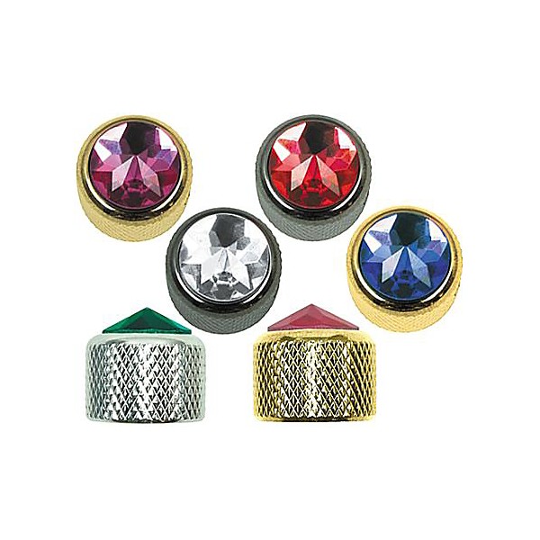 Q Parts Crystal Dome Knob Single Chrome Blue