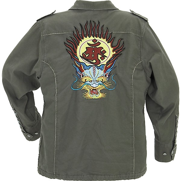 Edward Dada Army Jacket with Embroidered Dragon Face on Back
